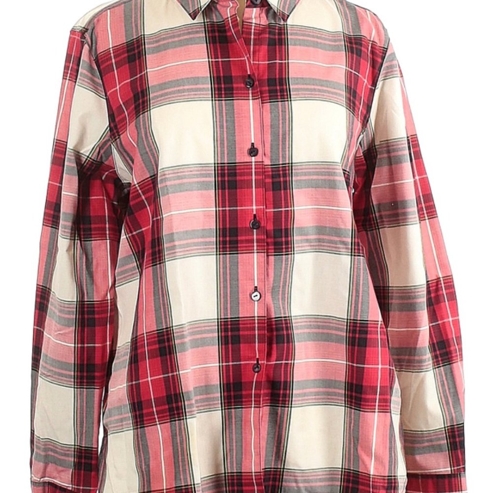 Foxcroft Long Sleeve Collared Plaid Button-Down Shirt